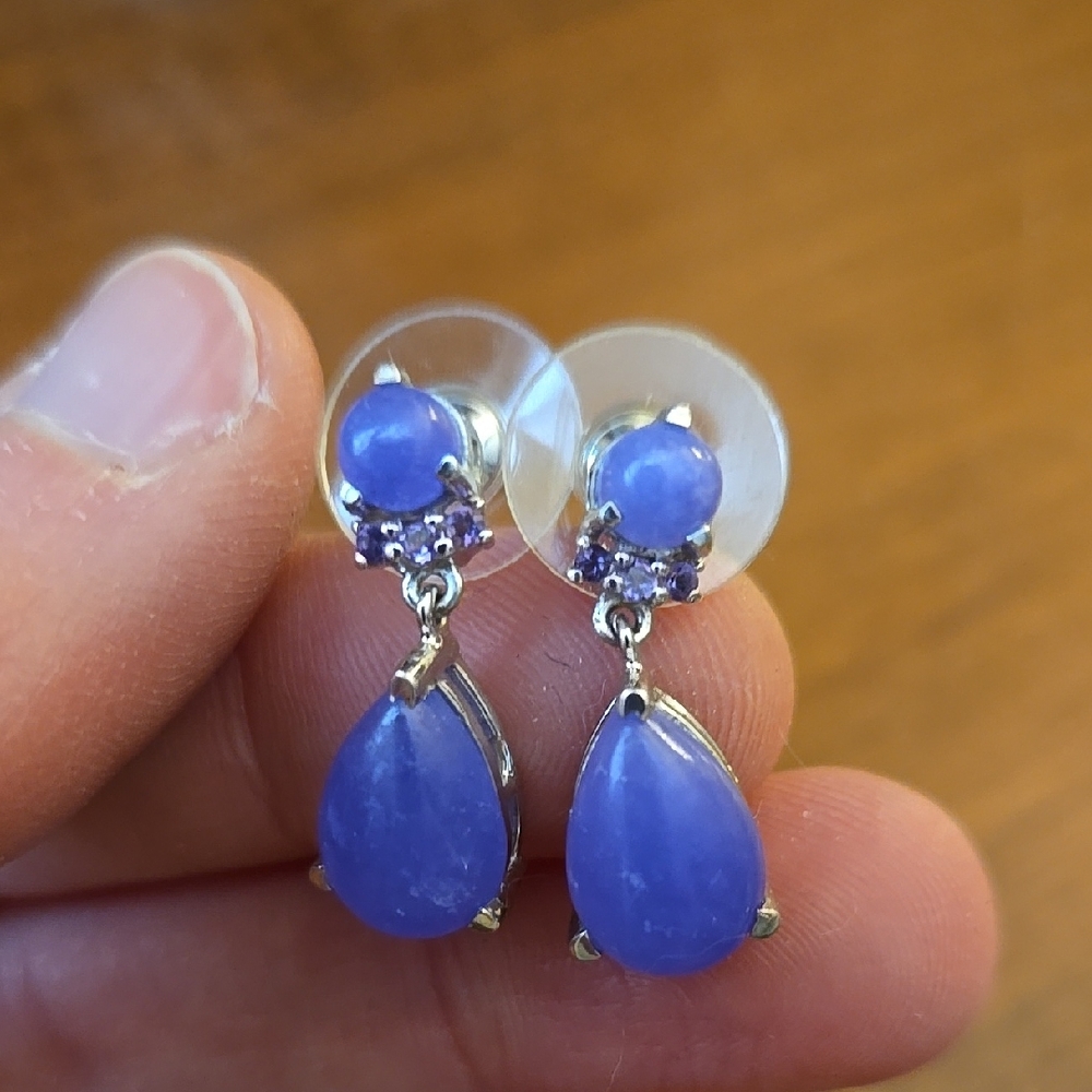 Elegant Purple Drop Sterling Silver Earrings